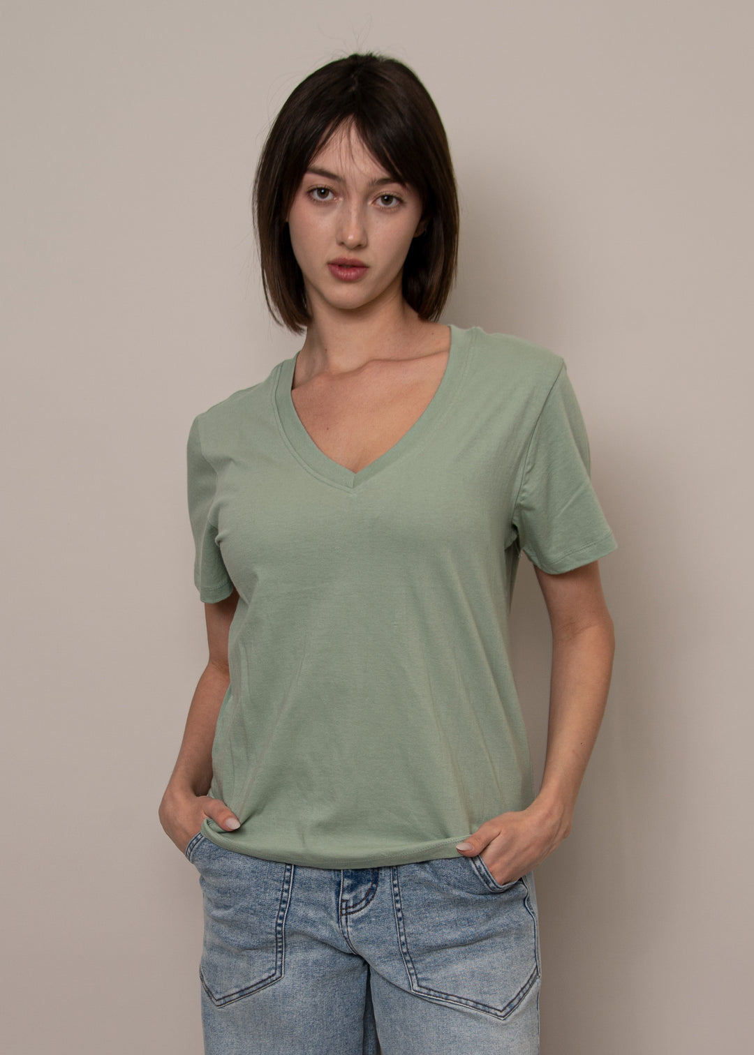 Milla V-Neck Tee - Green