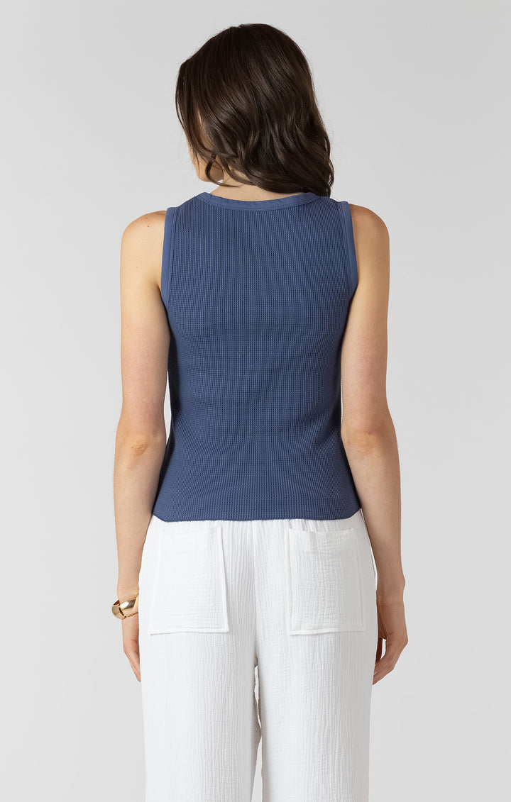 Waffle Knit Tank - Blue