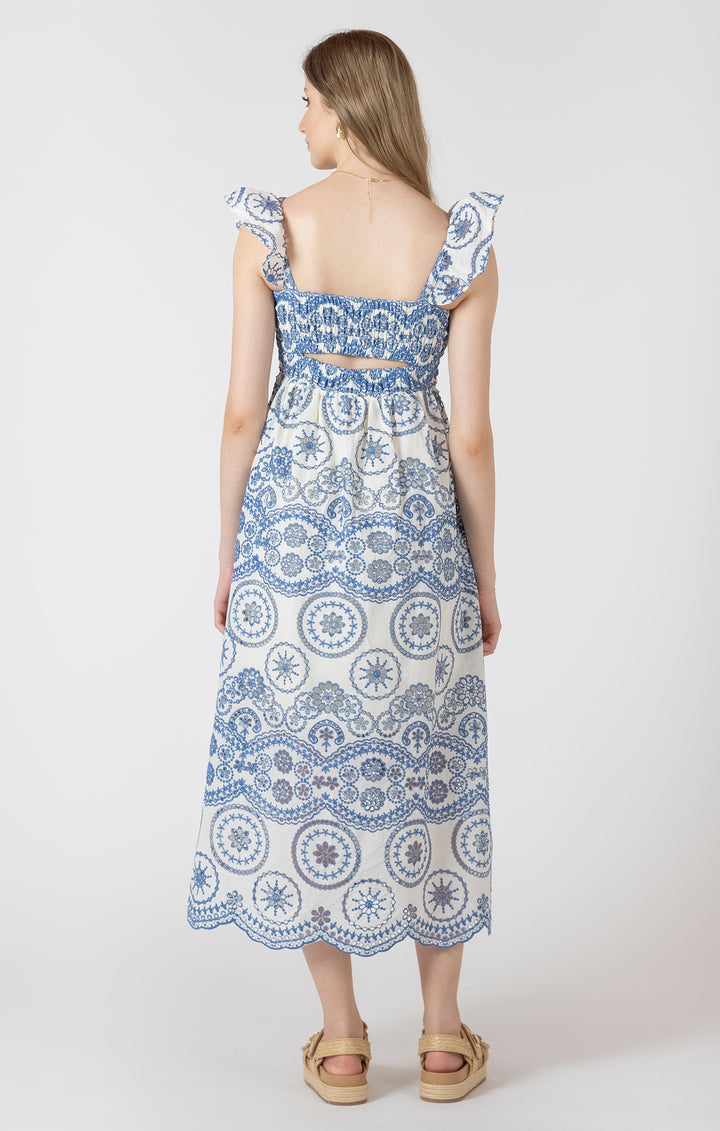 Cutout Embroidered Maxi Dress
