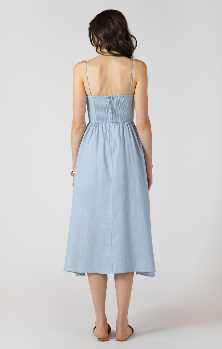 Linen V-Waist Maxi Dress