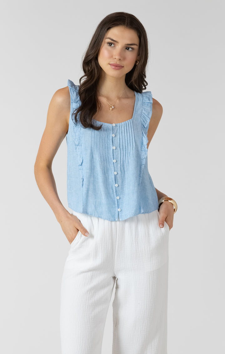 Pintuck Ruffle Detail Tank