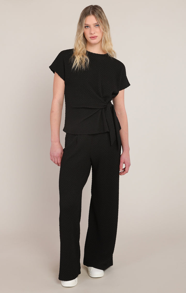 Textured Wide Leg Pant