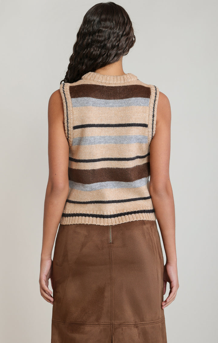 Striped Button Front Sweater Vest