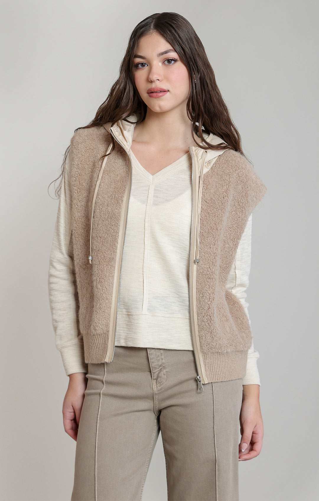 Hooded Boucle Vest