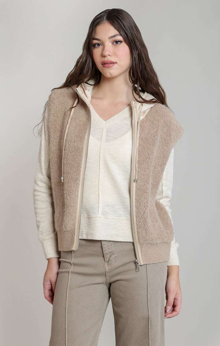 Hooded Boucle Vest