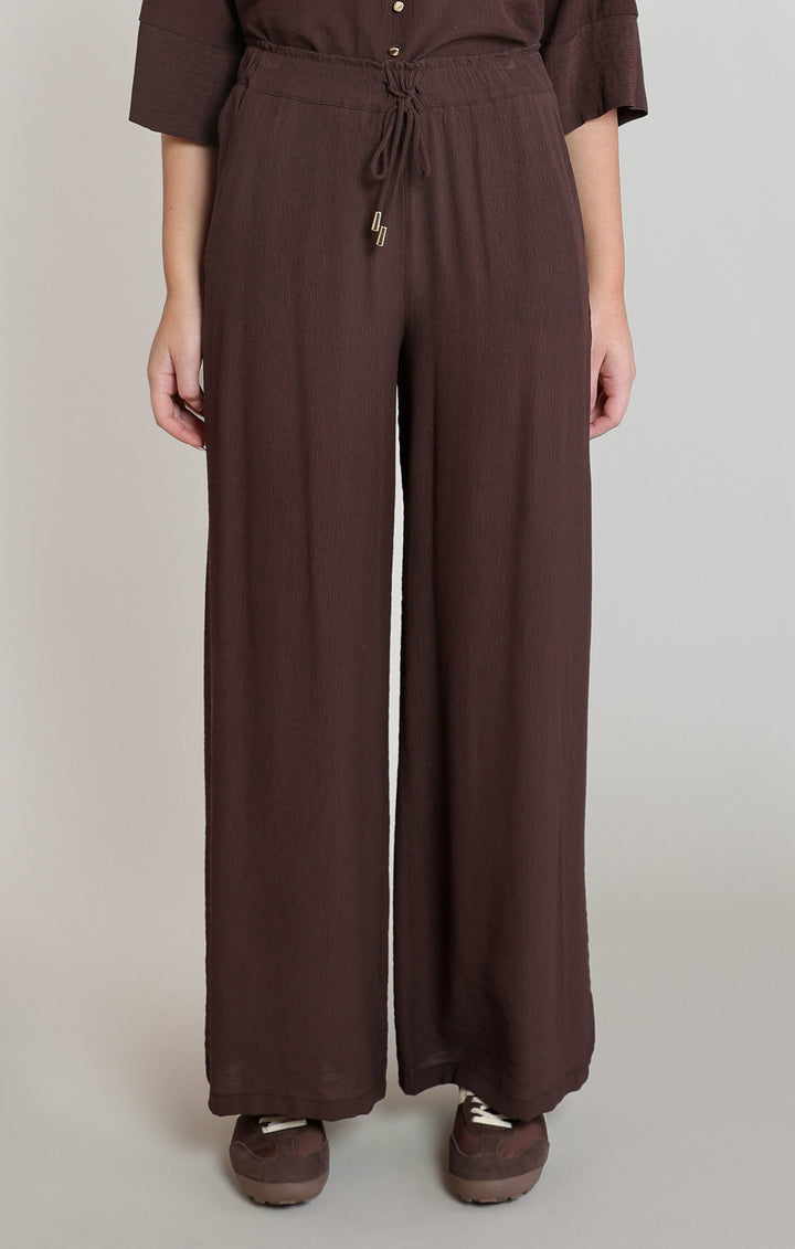 Brown Flowy Wide Leg Pant