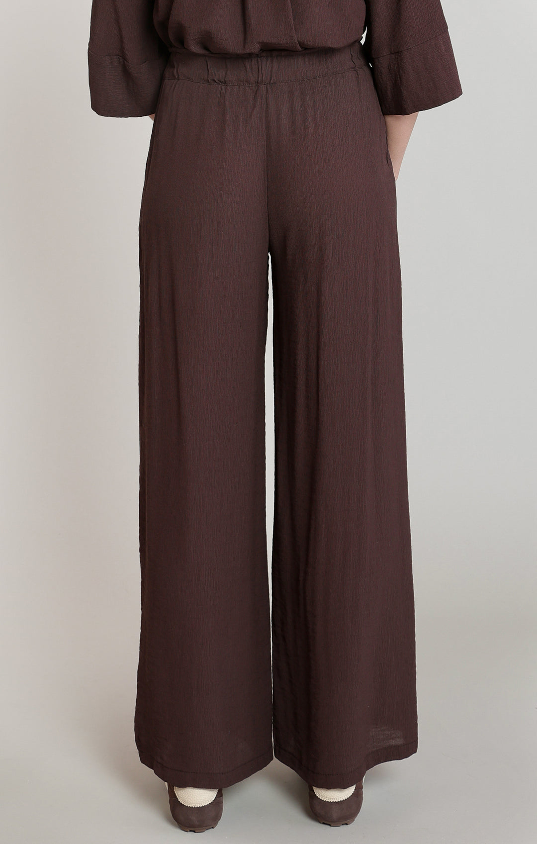 Brown Flowy Wide Leg Pant