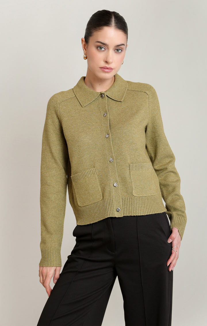 Green Collared Cardigan