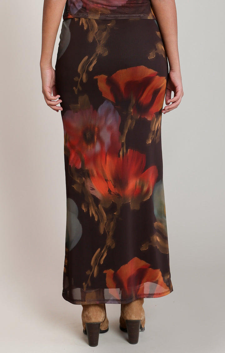 Mesh Floral Maxi Skirt