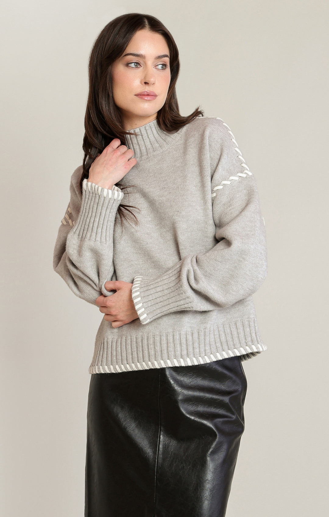 Stitch Turtleneck Sweater