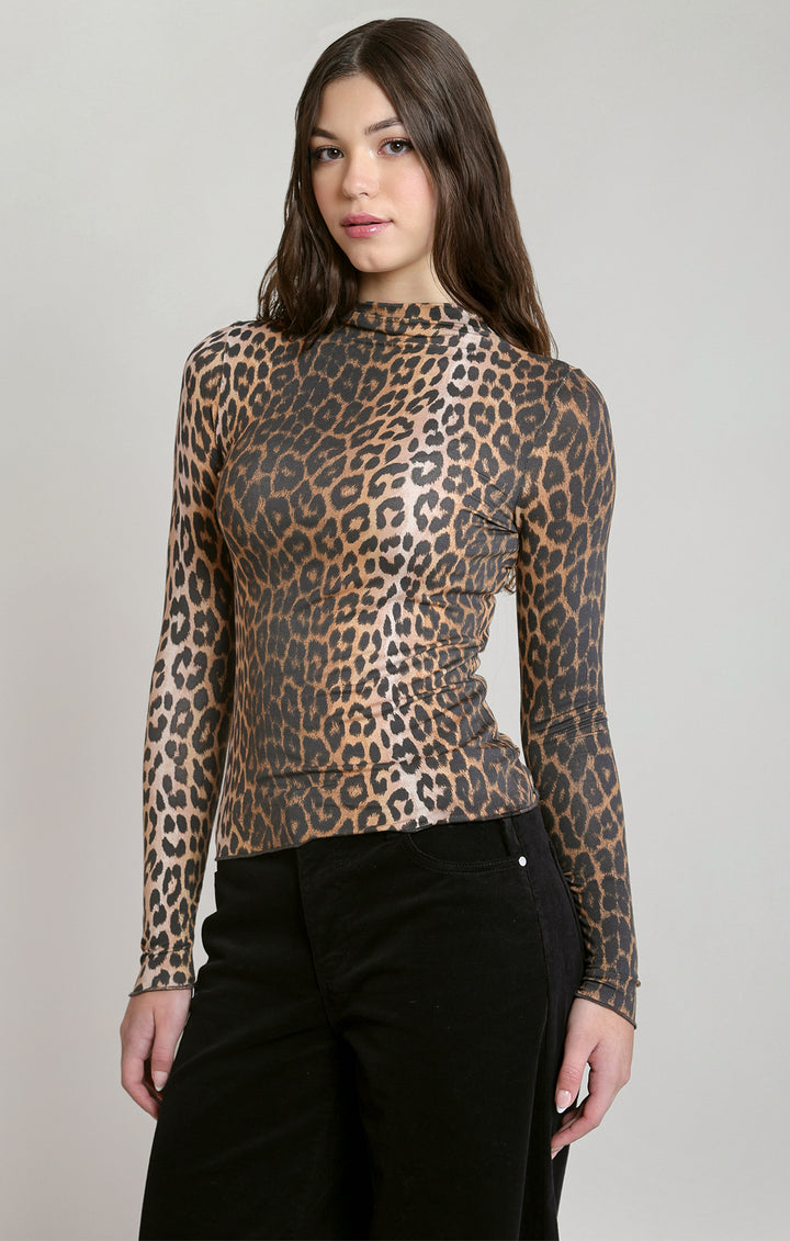 Mockneck Leopard Print Top