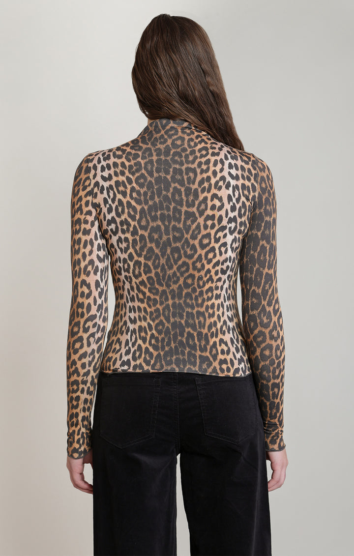 Mockneck Leopard Print Top