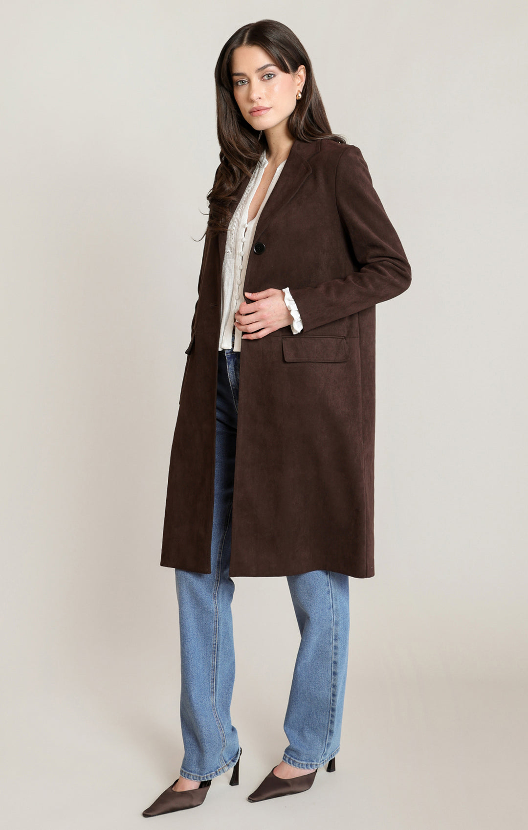 Brown Suede Long Jacket