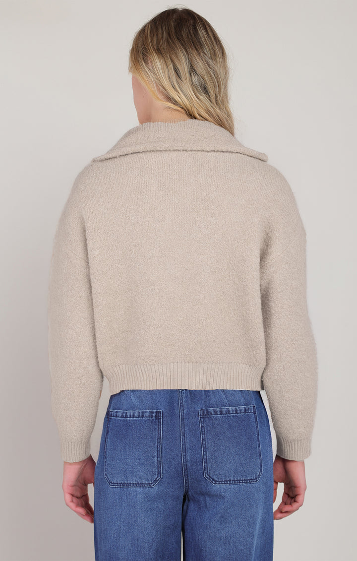 Collared Zip Up Cardigan