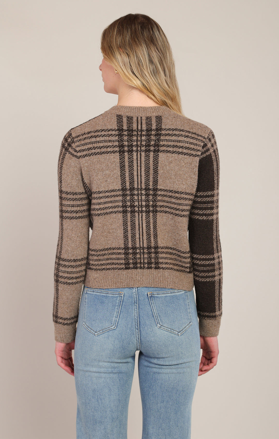 Plaid Crewneck Cardigan