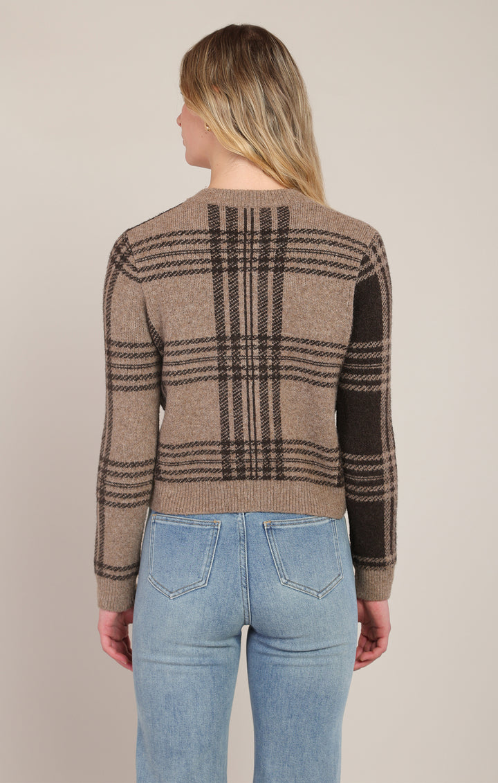 Plaid Crewneck Cardigan