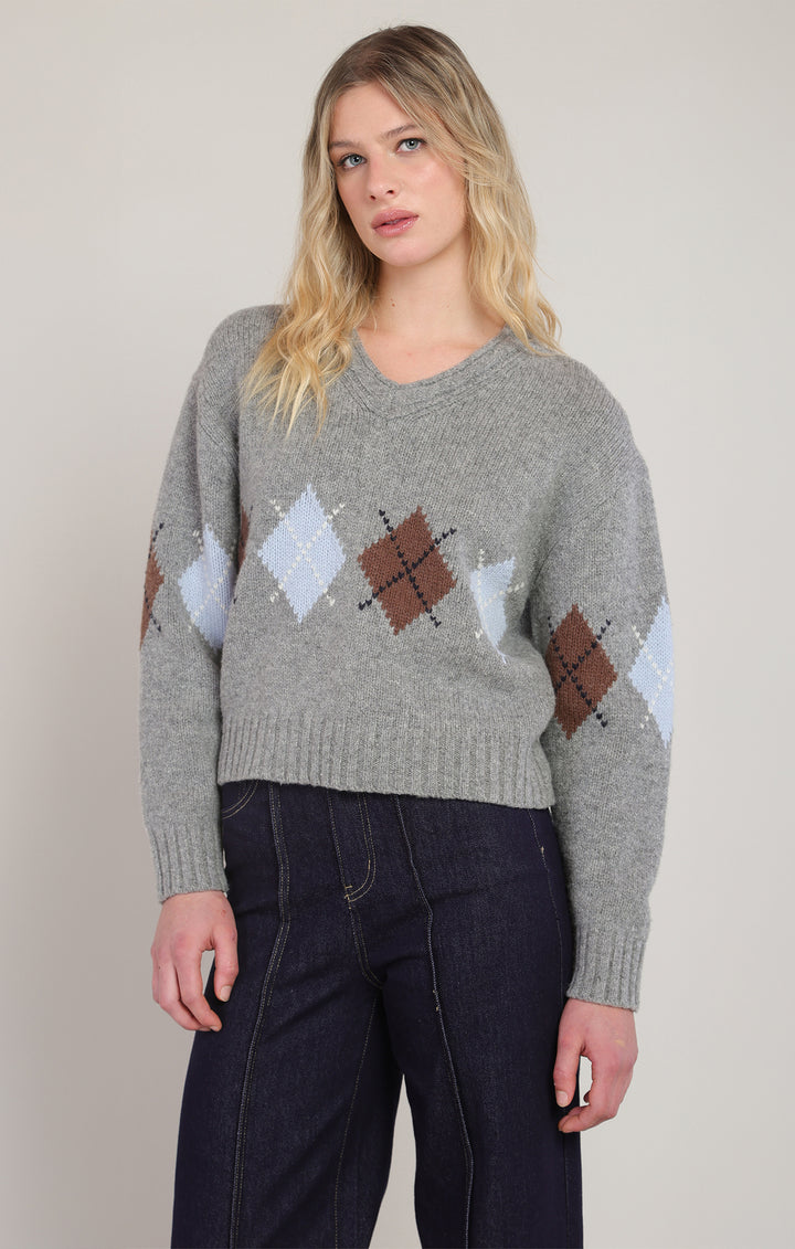 Grey Argyle Sweater