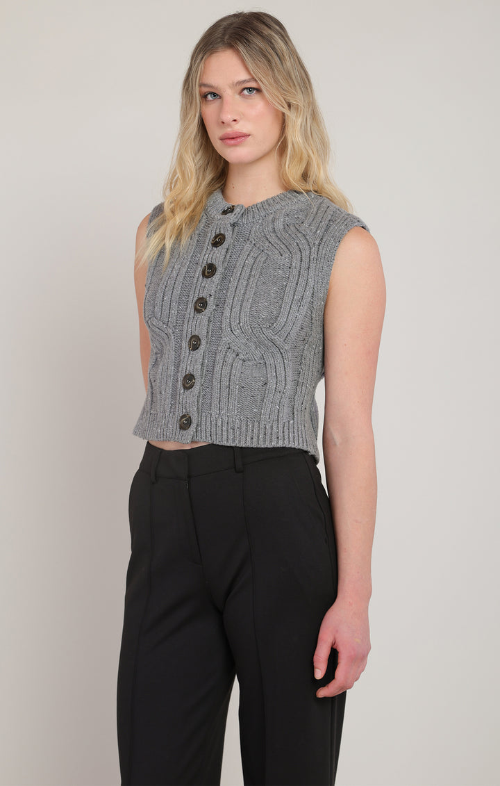 Grey Cable Knit Sweater Vest
