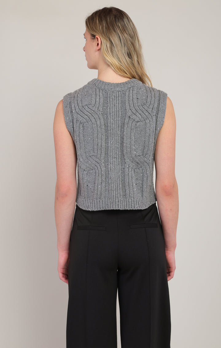 Grey Cable Knit Sweater Vest
