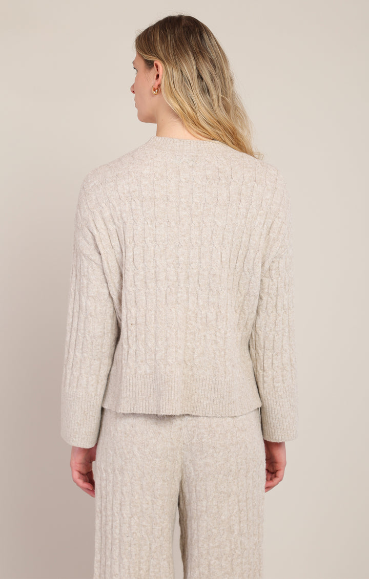 Beige Cable Knit Sweater