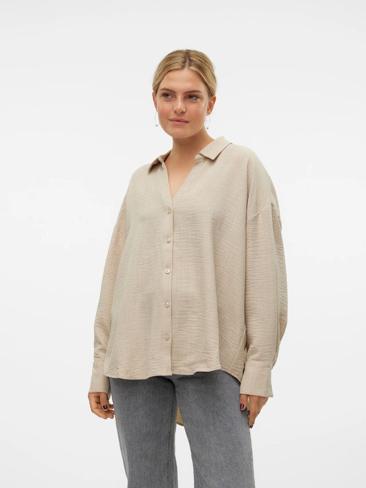 Melaney Button Up - Beige