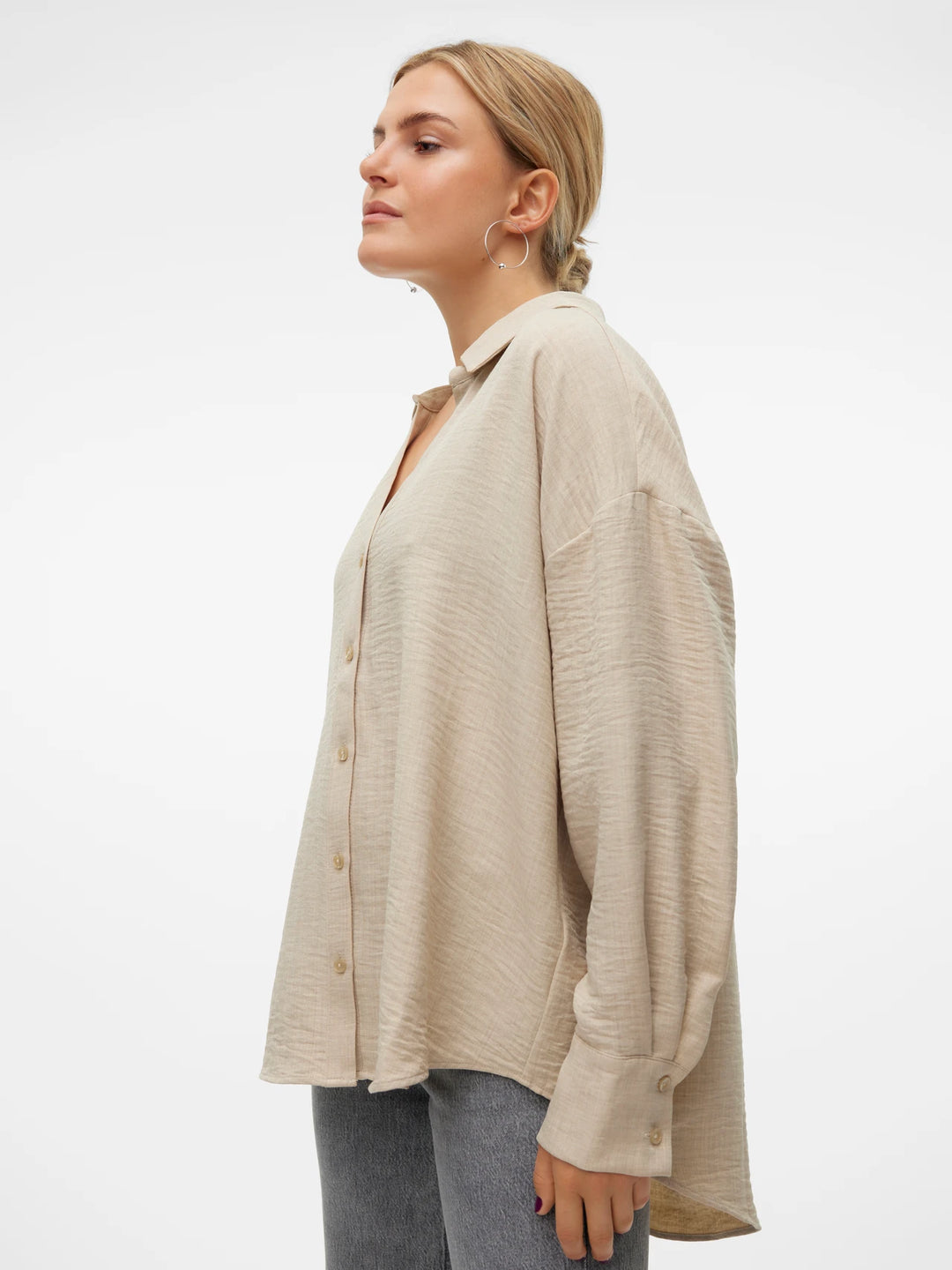 Melaney Button Up - Beige