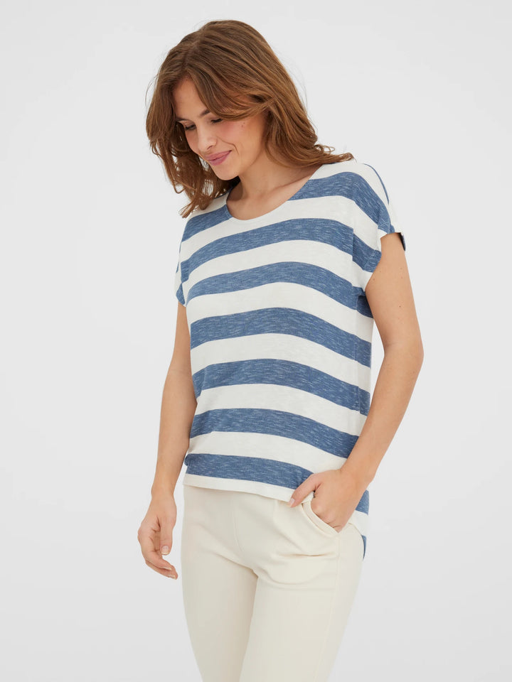 Wide Stripe Tee - Blue
