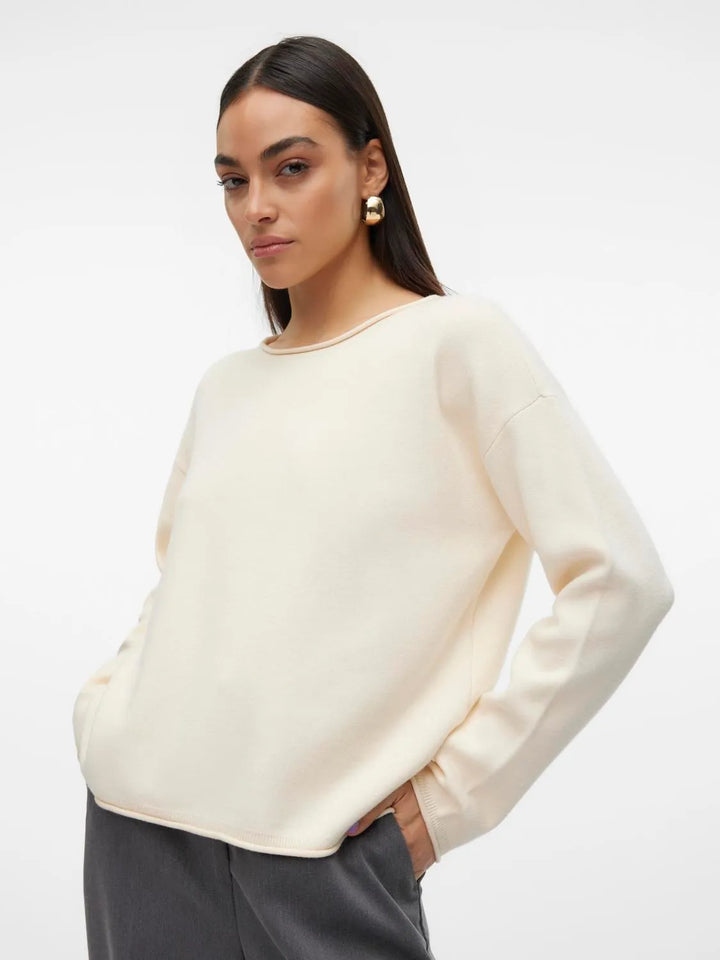 Gold Roll O-Neck Sweater - Birch