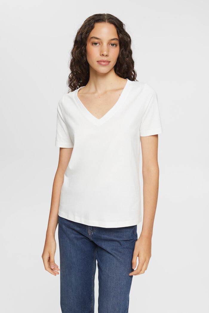 White V-neck Tee