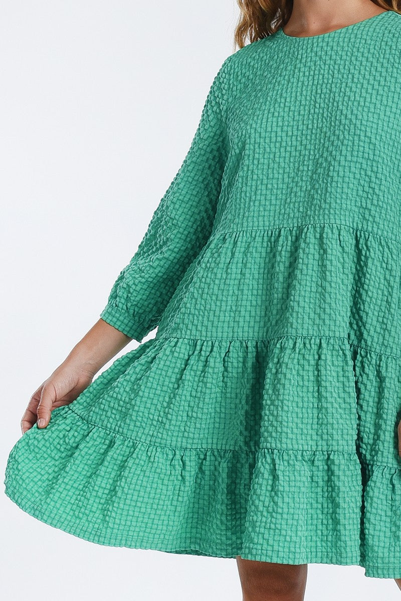 Waffle Tiered Mini Dress
