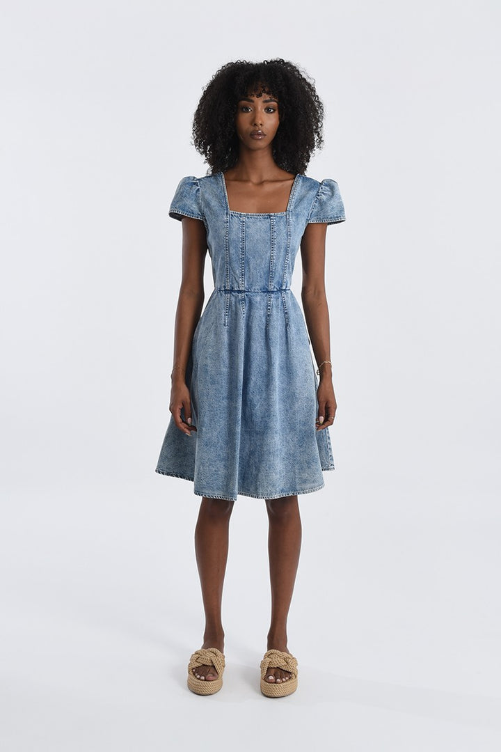 Back Tie Denim Dress