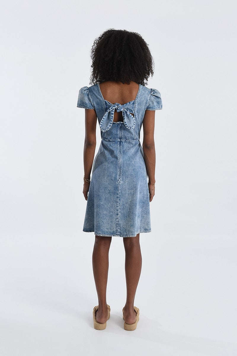 Back Tie Denim Dress