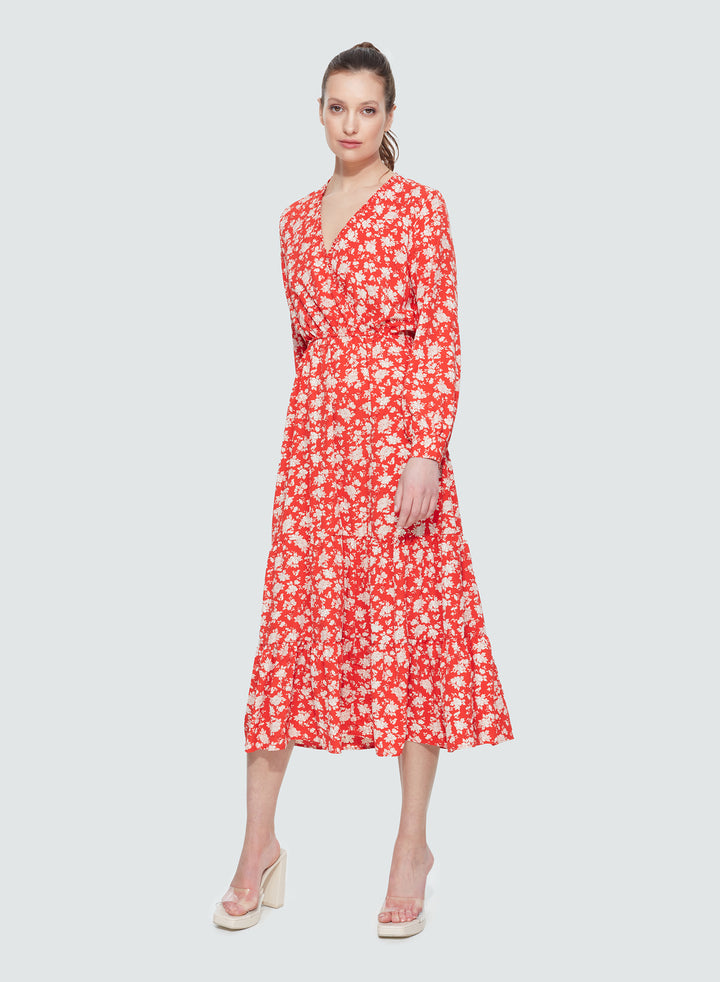 Red & White Floral Dress