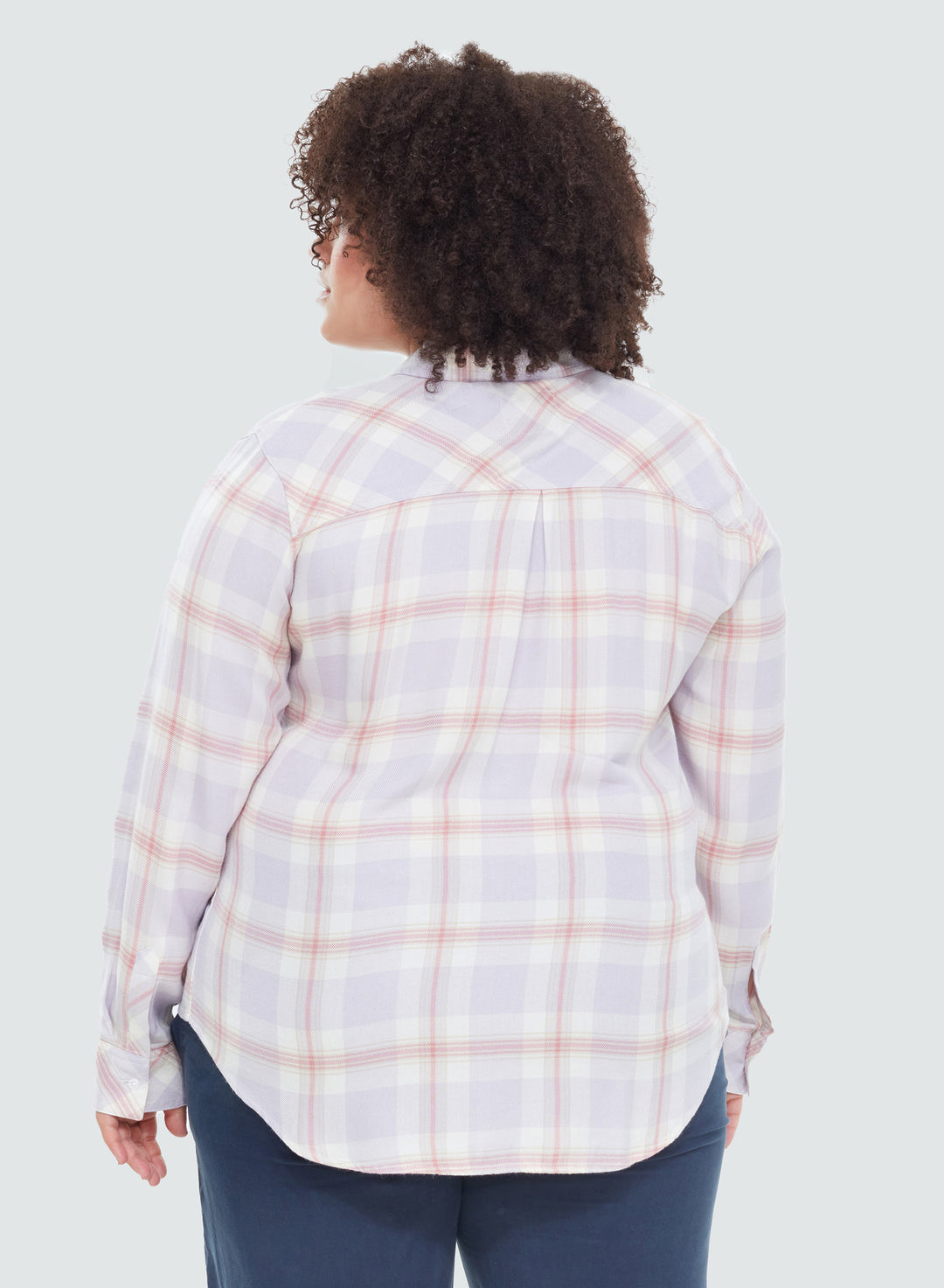 Ladies Plus - Lavender Front Plaid Button Up