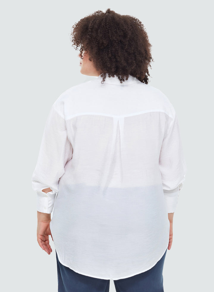 Ladies Plus - White Button Up Blouse