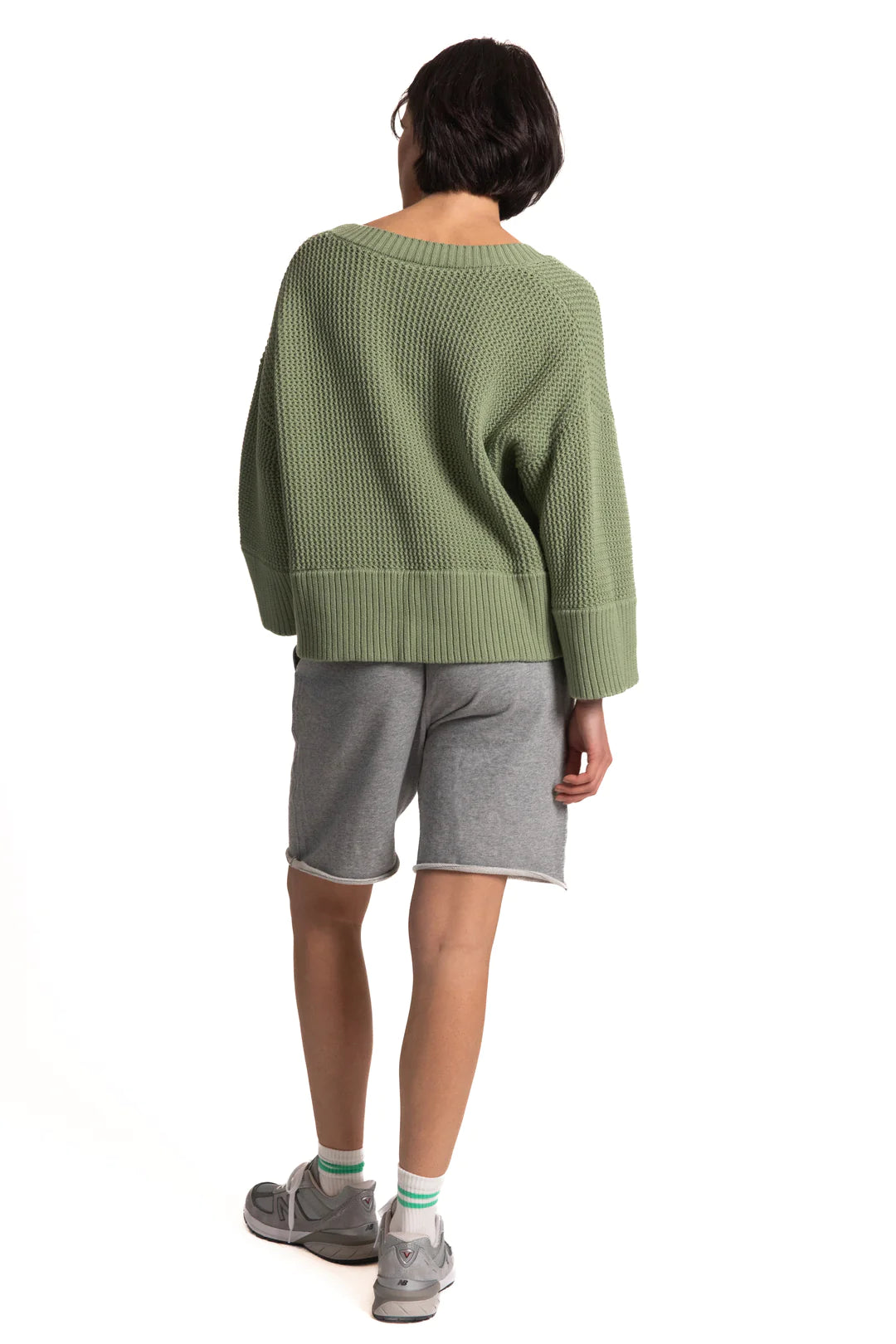 Willow Oversized V-Neck Sweater - Laurel Green