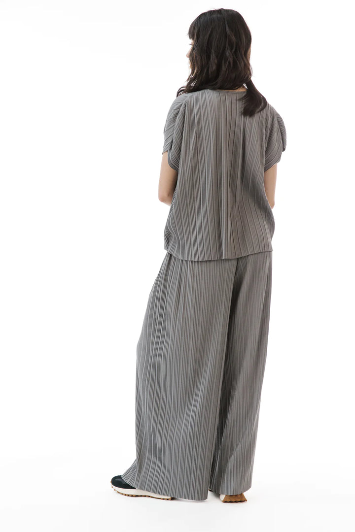 Owen Pleated Top - Charcoal Grey