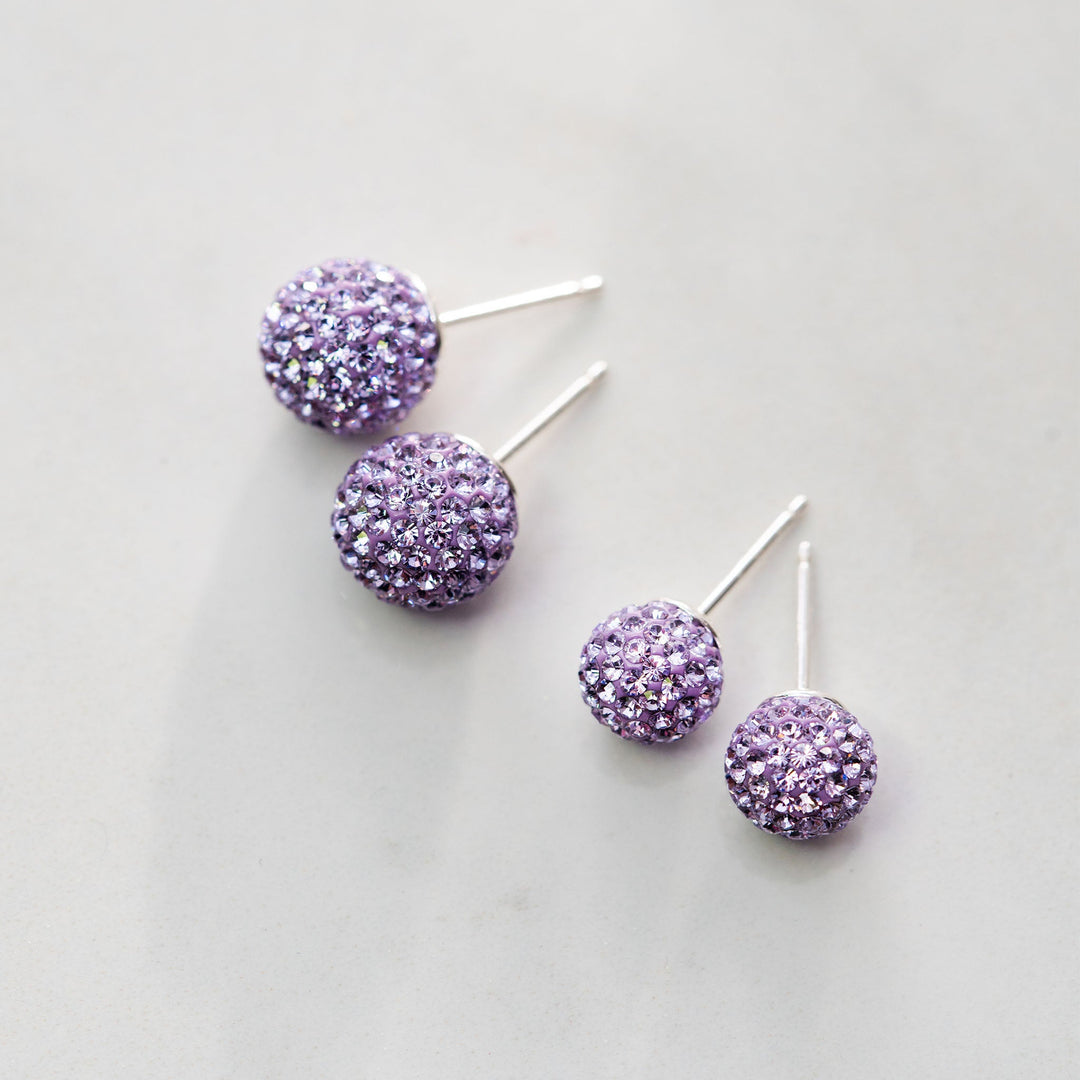 Sparkle Ball Stud Earrings - Lavender Velvet