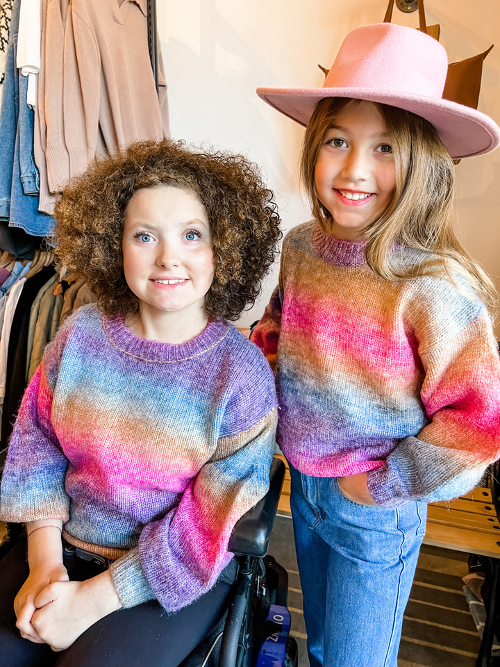 Girls Knitted Rainbow Sweater