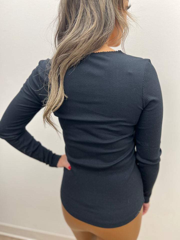 Long Sleeve Rib Modal Top
