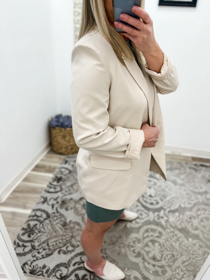 Diana Long Sleeve Double Breasted Blazer - Bone