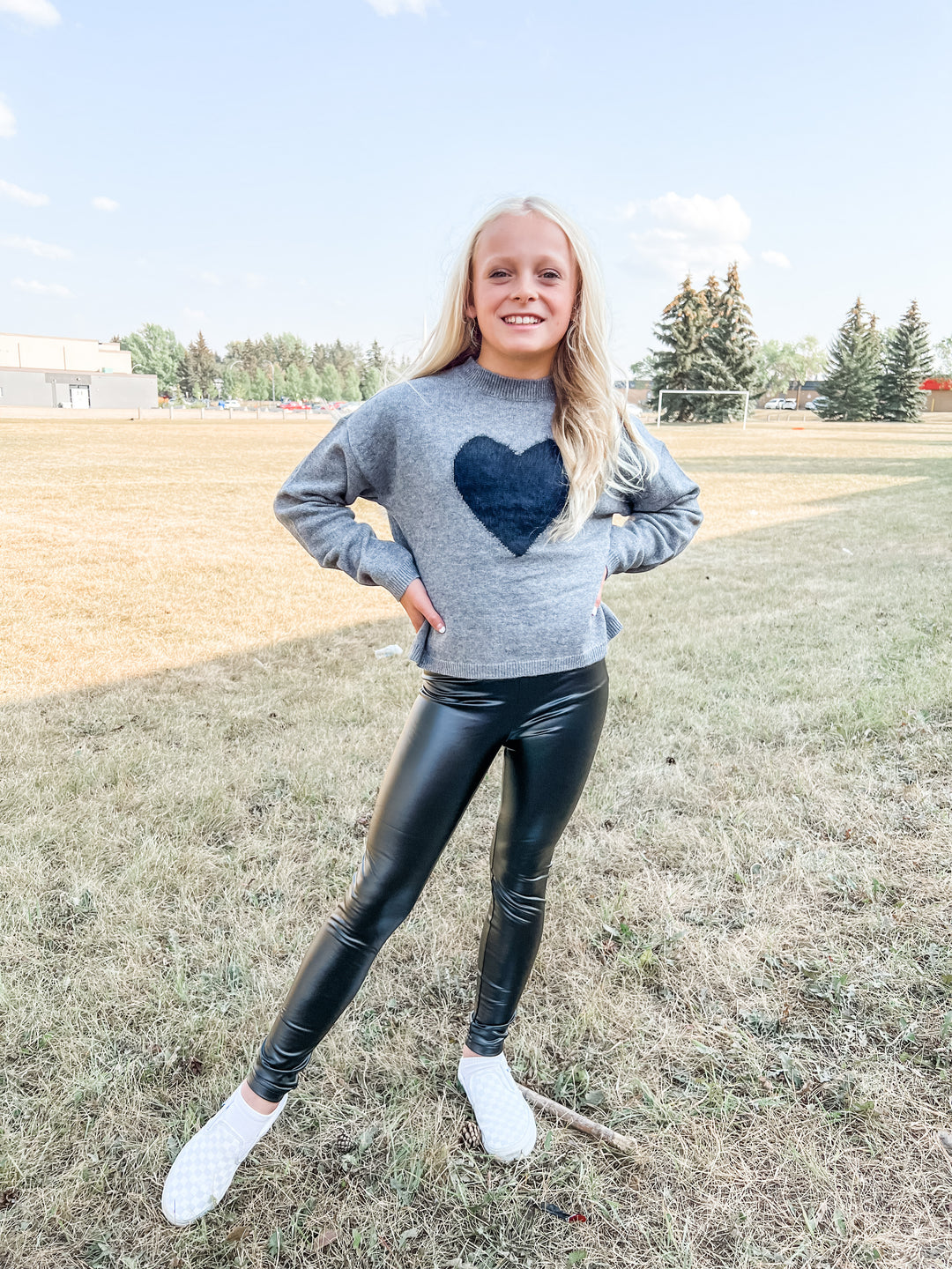 Knitted Heart Sweater- Mini Molly Grey