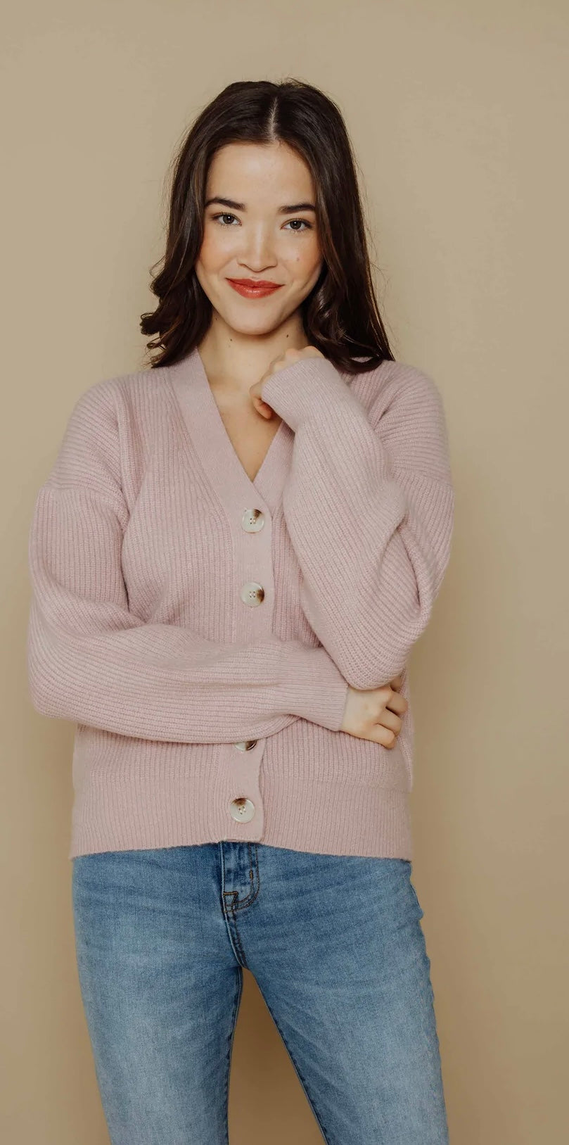 Crystal Supersoft Grandpa Cardi - Icy Pink