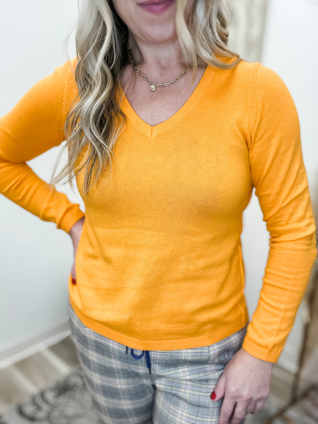 Orange V-Neck Sweater