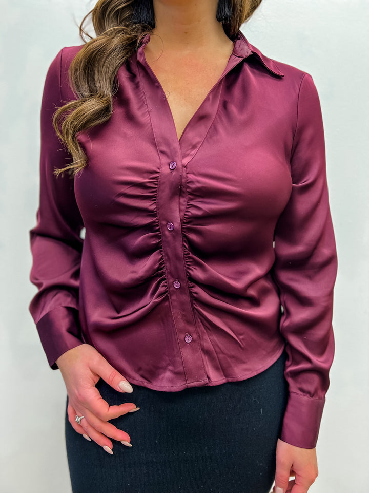 Riley Woven Blouse - Wine