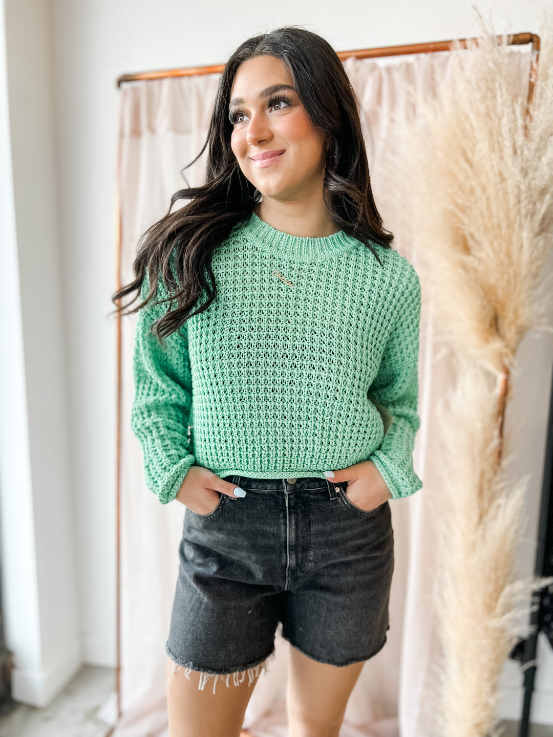 Darla Long Sleeve Crew Neck Pull Over - Margarita Lime