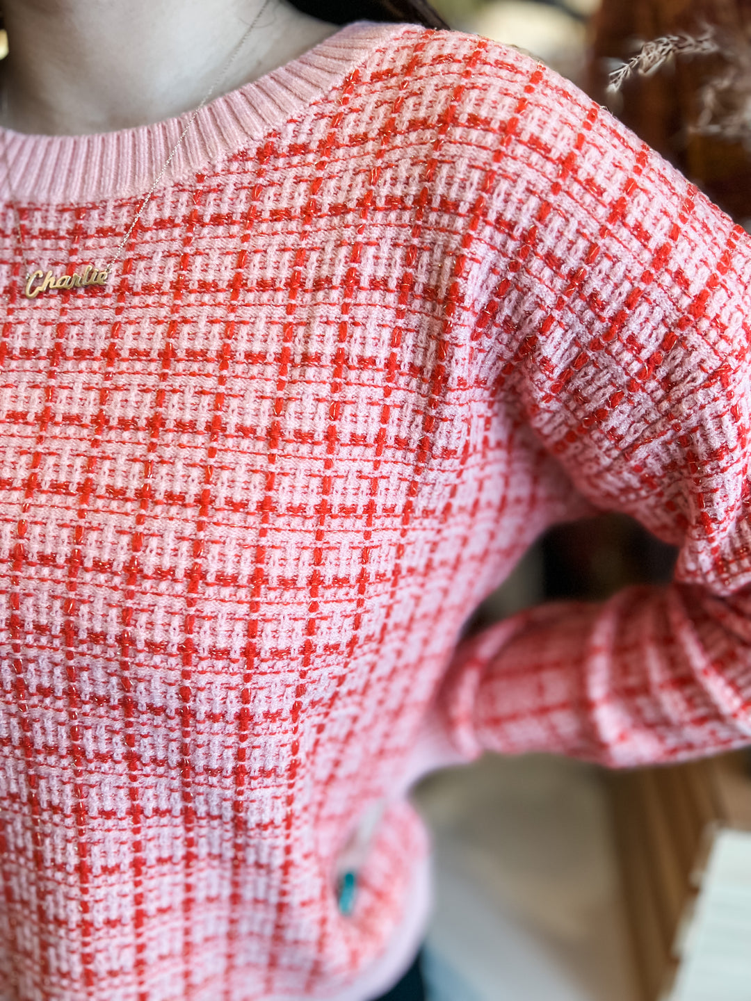 Square Lurex Loose Fit Sweater