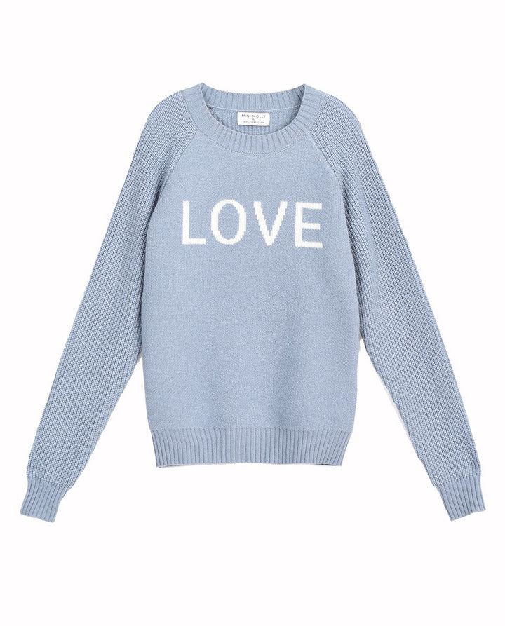Love Knitted Sweater- Mini Molly Ice Blue