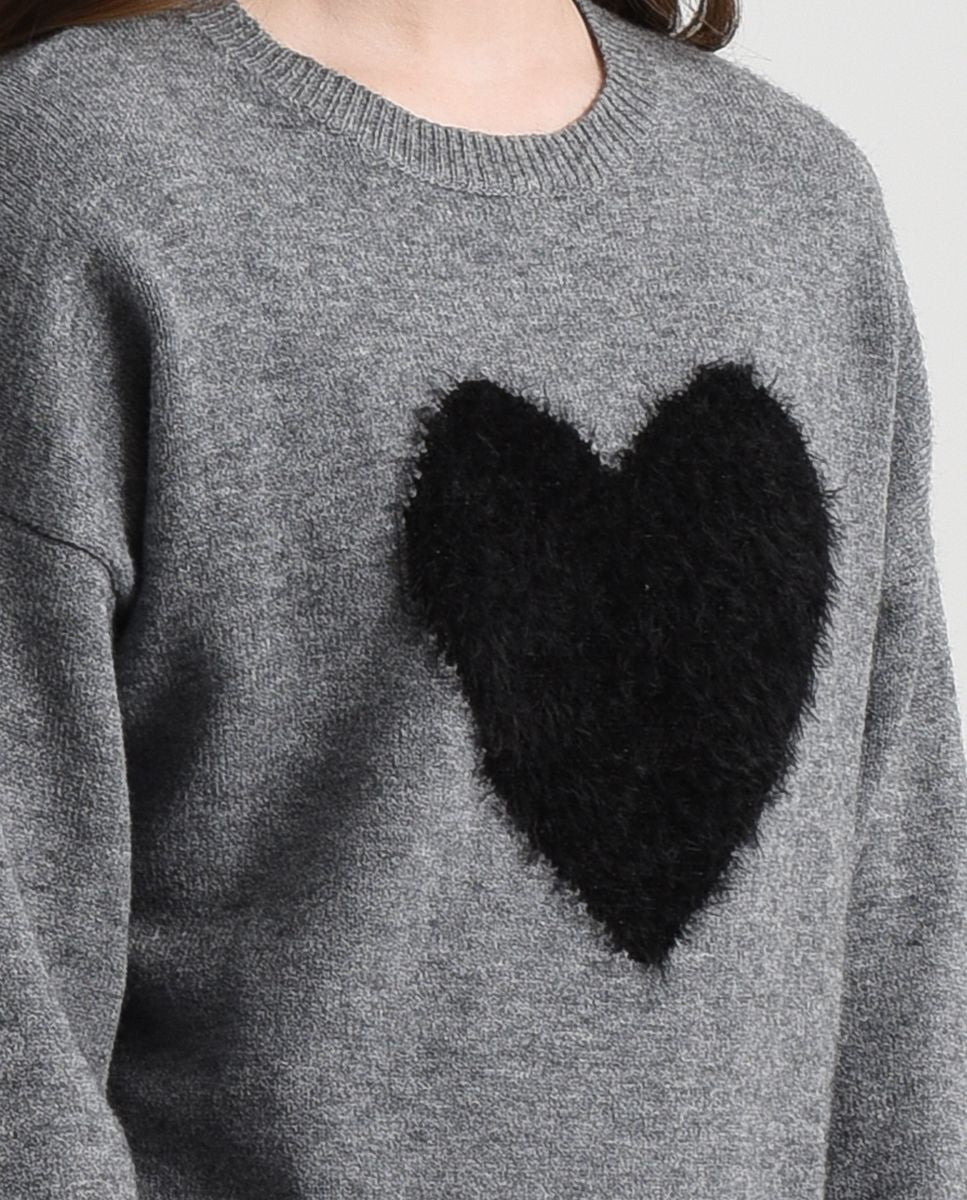 Knitted Heart Sweater- Mini Molly Grey